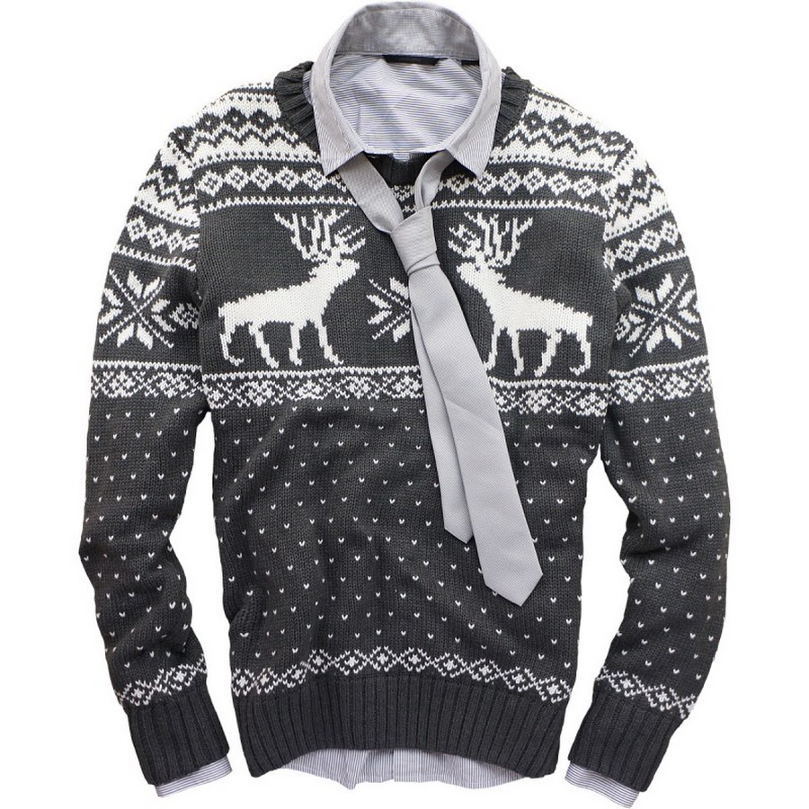 Модные мужские свитера с оленями