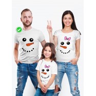 Одинаковые футболки Family Look с принтом "Снеговик" для всей семьи в одном стиле