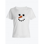 Прикольная футболка с принтом Лицо снеговика | Женская оригинальная и стильная футболка