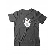 Стильная футболка с новогодним принтом Снеговик унисекс хб