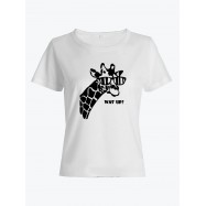 Прикольная футболка с принтом WAS UP - жираф | Женская оригинальная и стильная футболка
