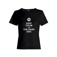 Прикольная футболка с принтом Keep calm join dark side | Женская оригинальная и стильная футболка