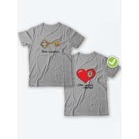 Парные футболки для двоих влюбленных с принтом Это ключик от моего сердца | Футболки для пары