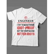 Мужская футболка с прикольным принтом "Engineer i try to make things idiot proof"