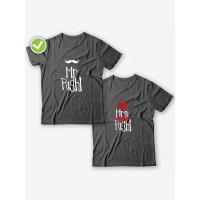 Смешные и оригинальные парные футболки для двоих влюблённых с принтом Mr right & Mrs always right