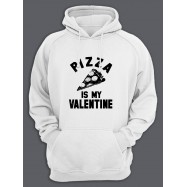 Прикольная, смешная и оригинальная толстовка с капюшоном с принтом "Pizza is my valentine"