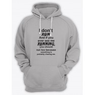 Прикольные, оригинальные и смешные мужские толстовки с капюшоном с рисунком "I don't run"