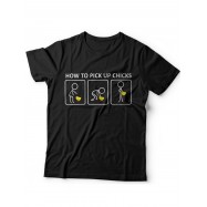 Мужская футболка с прикольным принтом "How to pick up chicks"
