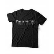 Футболка с прикольной надписью «I'm a virgin»/Оригинальная, модная мужская с принтом.