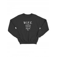 Женский свитшот со смешным принтом W.I.F.E. | Модная, прикольная и стильная толстовка без капюшона