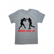 Мужская футболка с прикольным принтом "Never give up"