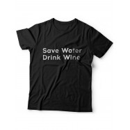 Мужская футболка с прикольным принтом "Save water drink wine"