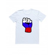 Прикольная, смешная мужская футболка с надписью "Россия в кулаке"