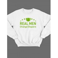 Модный свитшот - толстовка без капюшона с принтом "Real man change diapers"