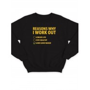 Модный свитшот - толстовка без капюшона с принтом "Reasons why i work out"