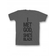 Мужская футболка с прикольным принтом "I met god she is"
