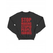 Модный свитшот - толстовка без капюшона с принтом "Stop making stupid people famous"
