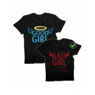 Парные футболки для влюбленных, для подруг с надписью Good girl&bad girl/для двоих