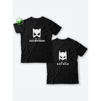 Парная футболка для двоих с принтом "I am his Catwoman & I am her Batman"