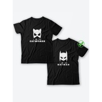 Парная футболка для двоих с принтом "I am his Catwoman & I am her Batman"