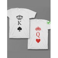 Парная футболка для двоих с принтом "Король пики & Королева черви"