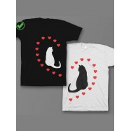 Парные футболки с надписями Влюбленные коты