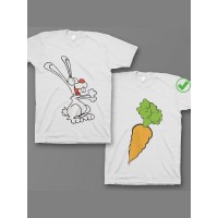 Красивые парные футболки с надписями/для влюбленных с принтом кролик&морковь