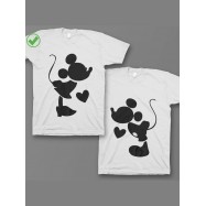 Оригинальные парные футболки для двух влюбленных / Семейный Лук с принтом Микки&Минни
