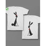 Парная футболка для двоих с принтом "Милые кролики"