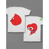 Оригинальные парные футболки для двух влюбленных / Семейный Лук Сердца