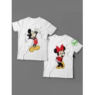 Парная футболка для двоих с принтом "Микки & Мини Маус"