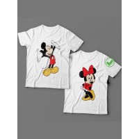 Парная футболка для двоих с принтом "Микки & Мини Маус"