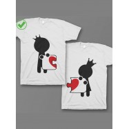 Парные футболки для мужа и жены, для парня и девушки/для двоих с принтом Сердце-пазл