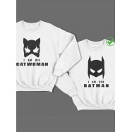 Парный свитшот для двоих с принтом "I am his Catwoman & I am her Batman"