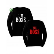 Парный свитшот для двоих с принтом "I'm Boss & Yes Boss"