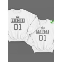 Парный свитшот для двоих с принтом "Prince (Принц) & Princess (Принцесса)"