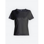 Модная женская футболка с принтом «Doodle boobs».