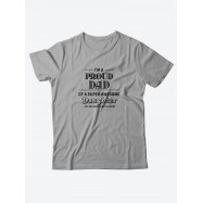 Прикольная мужская футболка с принтом для папы Im proud dad/Смешная хлопковая с надписями