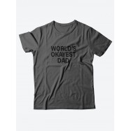 Мужская футболка с забавным принтом и смешной надписью World's okayest dad/Для папы