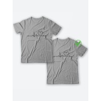 Оригинальные парные футболки для двух влюбленных / Семейный Лук с принтом На линии пульса