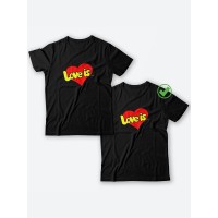Парная футболка для двоих с принтом "Love is... when we are & together"