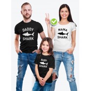 Футболка Family Look для всей семьи с принтом "Daddy shark / Мама shark / Baby shark"