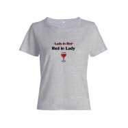 Женская футболка со смешной надписью "Lady in red Red in Lady"/Смешная