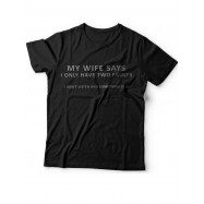 Мужская футболка с прикольным принтом "My wife says i only have two faults"