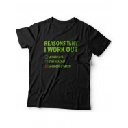 Мужская футболка с прикольным принтом "Reasons why i work out"