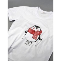 Одинаковая оригинальная футболка для всей семьи с прикольным принтом "Милые пингвины"