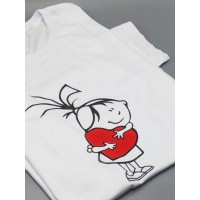 Оригинальные парные футболки для двух влюбленных / Семейный Лук с принтом Девочка&мальчик