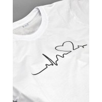 Парная футболка для двоих с принтом "С изображением сердца на линии пульса"
