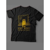 Прикольная, смешная мужская футболка с надписью "Don't worry, I'm from tech support"