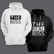 Парные толстовки с капюшоном для влюбленных "The boss"/"The real boss"